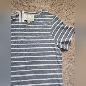 Sail to Sable Women's Medium Blue & White Striped Short Sleeve Dress Resortwear